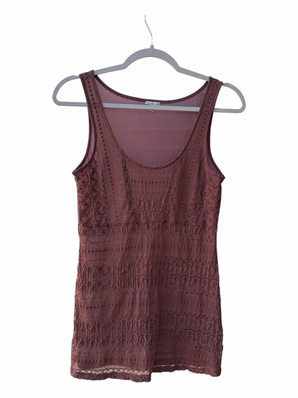 Charlotte Russe Dirty Pink /brown Floral Lace Sheered Stretchy Sleeveless Top L